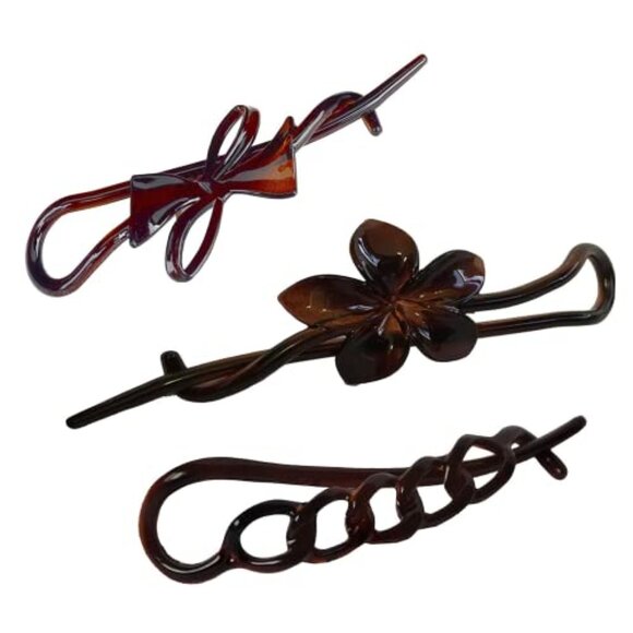 French Twist Hair Clip Metal Free Celluloid Barrette Elegant Classic Accessory main image 4